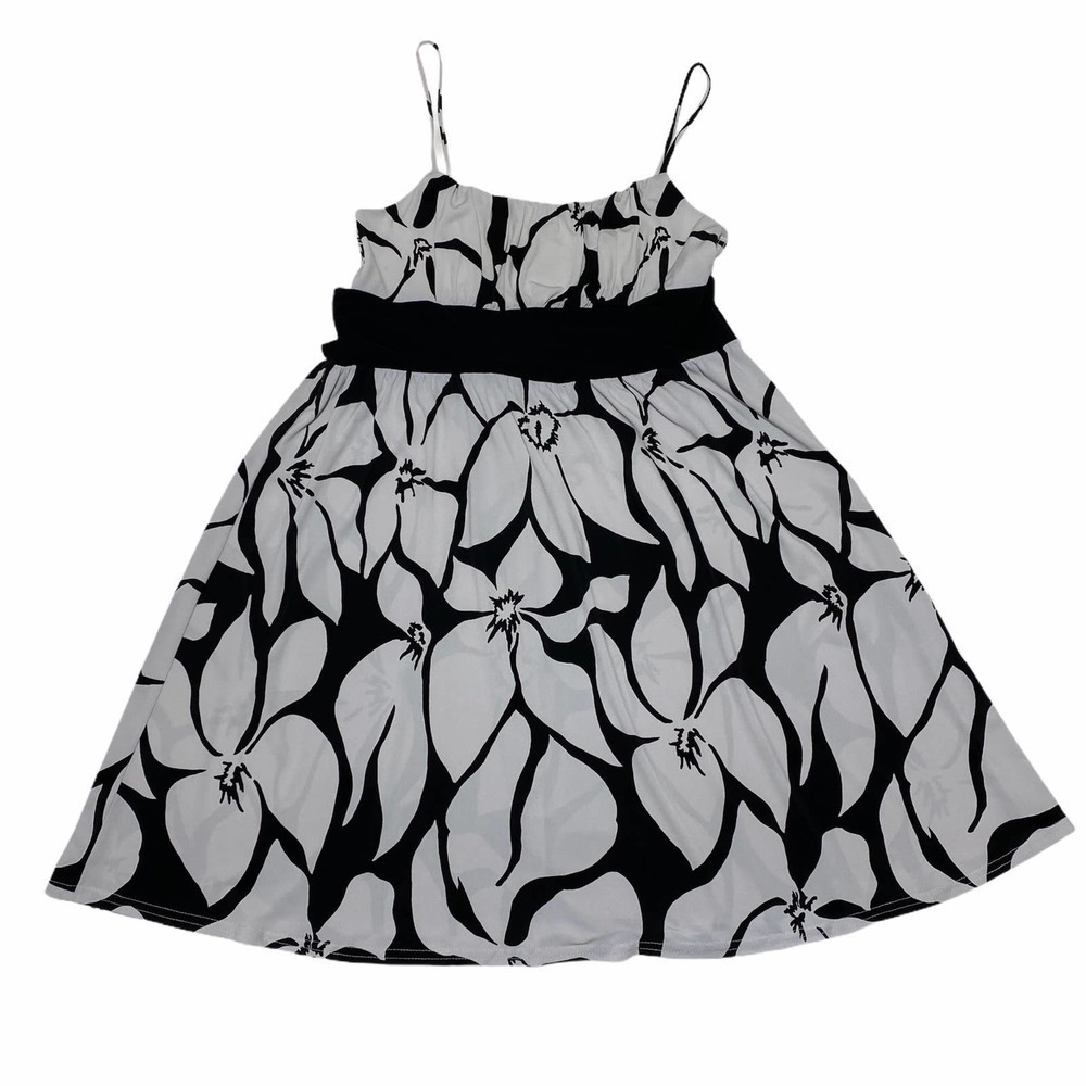 WRAPPER Black White Floral Mini Dress Size Large - Picture 6 of 13